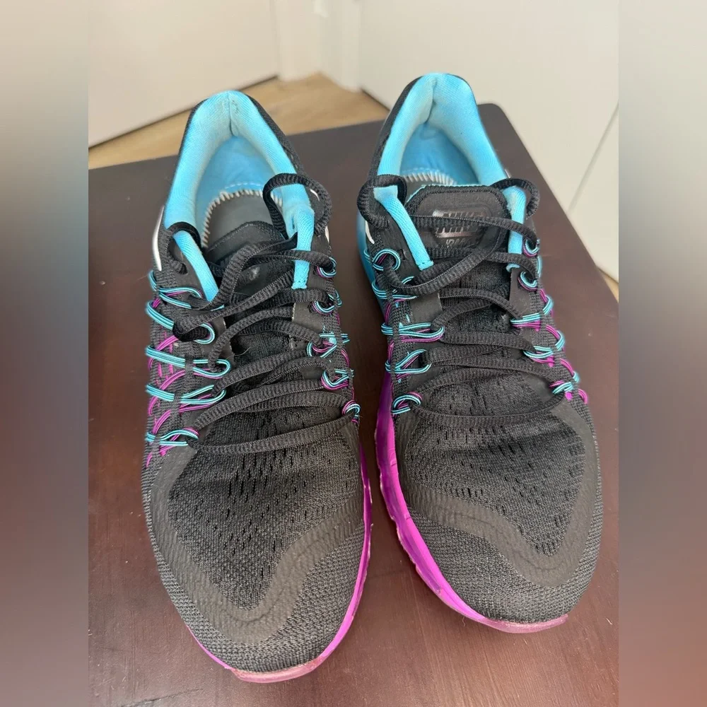 Ladies Nike Air Max Black with Pink and Blue Accents - Picture 2 of 8